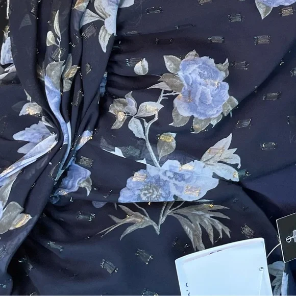 Betsy & AdamFloral Chiffon Ruffle V-NeckMaxi Dress size 8